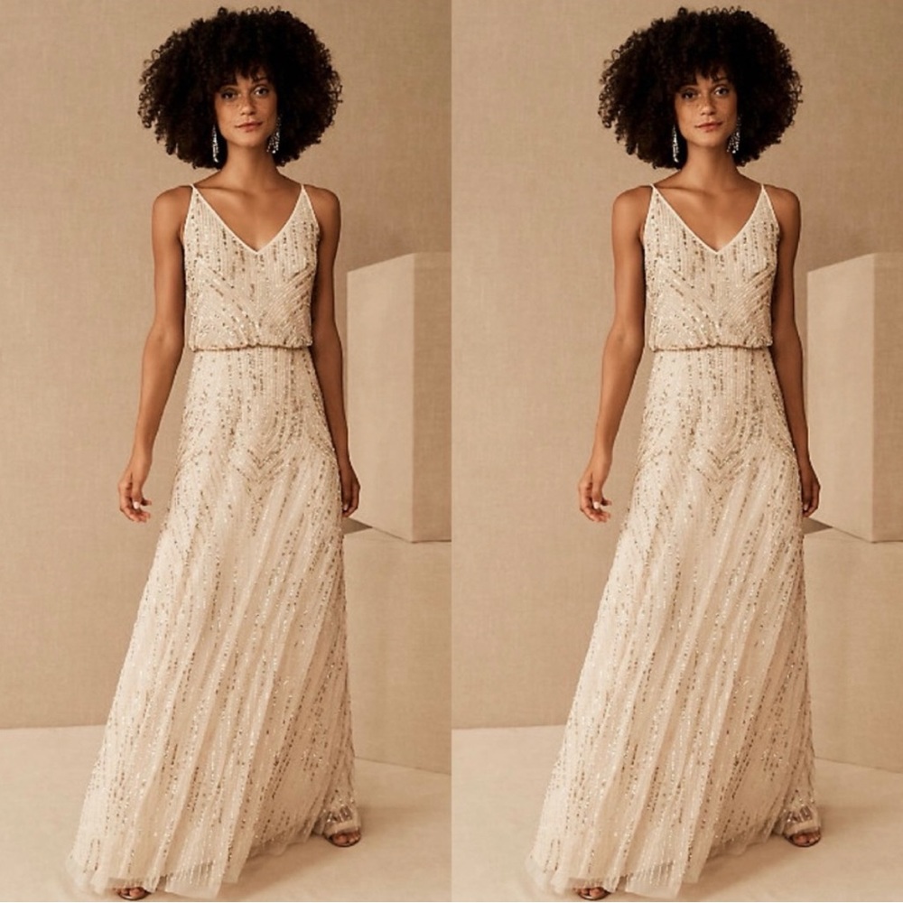 BHLDN Fidelia Beaded Maxi Dress in Oyster